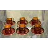 Set of six Crown Devon coffee cans and six saucers (12)