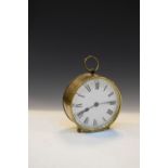 Early 20th Century brass drum-head mantel clock, with French timepiece movement, 13.5cm diameter