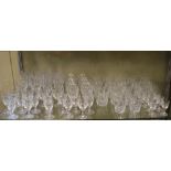 Suite of Webb Corbett glassware comprising: six each of red wine, white wine, champagne flutes,