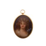 Late 19th Century oval portrait miniature on porcelain, 5.8cm high