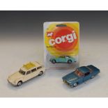 Three vintage Corgi die-cast model vehicles comprising Ghia 1.6.4 with Chrysler V8 Engine, Citroen