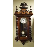Late 19th/early 20th Century walnut cased Vienna style wall clock, 28cm high