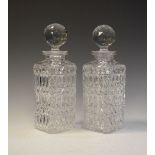 Pair of cut glass whisky decanters, 26.5cm high
