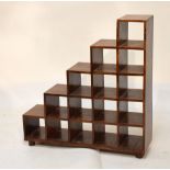 Hardwood stepped shelves, 90cm wide