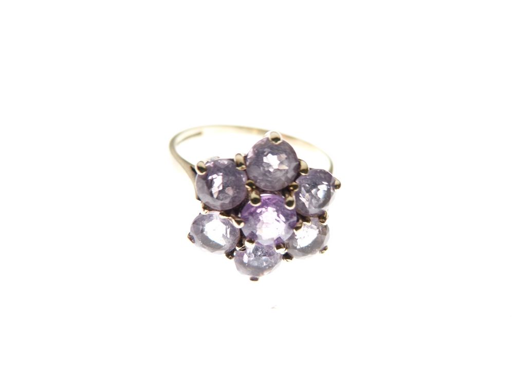 Two 9ct gold dress rings set purple stone, together with a similar white metal dress ring stamped - Image 6 of 9