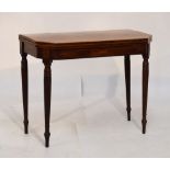 Early 19th Century mahogany and rosewood crossbanded string inlaid card table opening to reveal a
