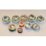 Group of enamel and porcelain boxes to include Old Hall, Toye Kenning & Spencer, etc, most with bird