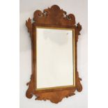 Reproduction mahogany Georgian style fretwork rectangular mirror, 76cm high overall