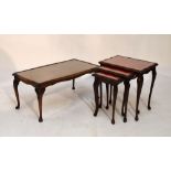 Mid 20th Century coffee table, 96cm wide and nest of three tables, 54cm wide (4)