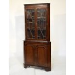 Reproduction mahogany floor standing corner display cabinet