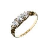 Late Victorian 18ct gold and three stone diamond ring, Birmingham 1898, size M½, 2g gross approx