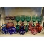 Quantity of mainly 20th Century table glass, cased cut glass vases etc