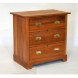 Edwardian satin walnut chest of three long drawers, 83.5cm wide