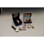 Assorted wristwatches to include; gentleman's gold-plated Rotary with box, lady's bi-colour