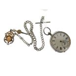 Late Victorian silver open-faced pocket watch, anonymous, white Roman dial with subsidiary at VI,