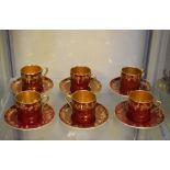 Set of six Crown Devon porcelain coffee cans with gilt interiors, and six matching saucers (12)
