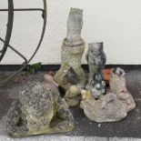 Assorted garden ornaments to include; owls, ducks, gargoyle, etc