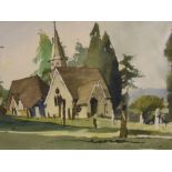 Brian C. Lancaster - Two watercolours - Chapel and a ruined barn, 25.5cm x 33cm, and 32cm x 47cm