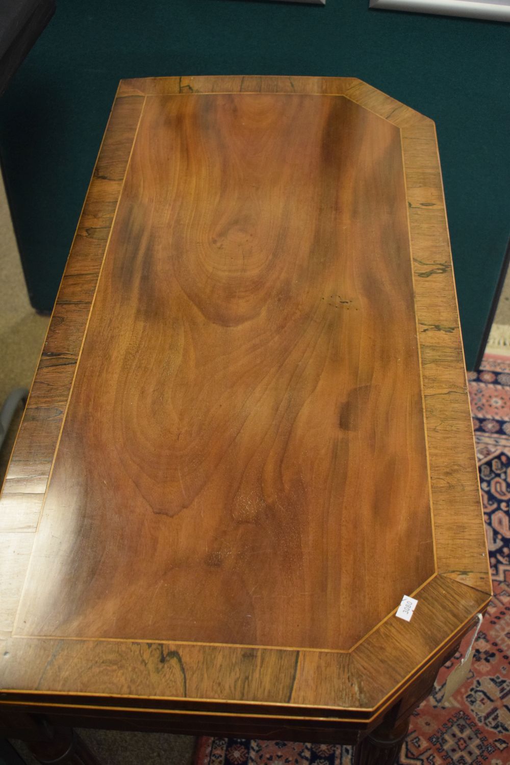 Early 19th Century mahogany and rosewood crossbanded string inlaid card table opening to reveal a - Image 2 of 6