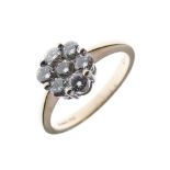 9ct gold and diamond cluster ring of seven stones, size M, 2.9g gross approx