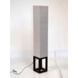 Contemporary floor standing uplighter having oatmeal coloured square shade, 127cm high