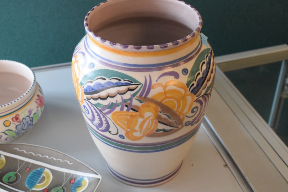 Poole Pottery baluster shaped vase, one other later Poole Pottery squat shaped bowl, a Chameleon - Image 3 of 6