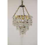 20th Century glass lustre basket light fitting, 18cm diameter