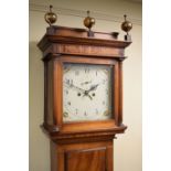 Early 19th Century mahogany painted square dial longcase clock, the Arabic dial with subsidiary