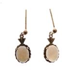 Pair of 9ct gold and opal earrings, 1.7g gross approx