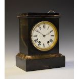 Late 19th Century slate and marble mantel clock having Roman white enamel dial, the case with