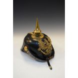 Composite Imperial German Prussian, possible NCO Picklehaube, black leather skull with interior