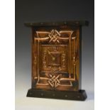 Reproduction Arts & Crafts embossed copper mantel clock, originally retailed through Liberty, 33.5cm