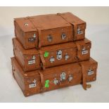 Set of three graduated Giovanni 'Real Classic Style Original Clothes' leather finish suitcases,