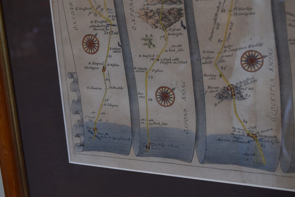 Two John Ogilby hand-coloured maps, the road from Bristol to Banbury, and the road from London to - Image 6 of 7