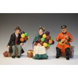 Three Royal Doulton figures, The Old Balloon Seller HN1315, The Balloon Man HN1954 and Past Glory