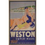 Local Interest - Vintage mid 20th Century travel poster promoting 'Weston-super-Mare for this year's