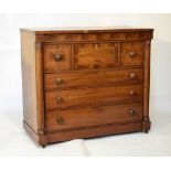 19th Century mahogany Scottish type chest fitted three short drawers above three long graduated