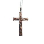 Clogau - Limited edition white and yellow metal cross pendant with Celtic-style decoration and three