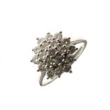18ct gold and diamond cluster ring of nineteen small diamonds, size L, 3.7g gross approx