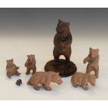 Group of early to mid 20th Century Black Forest carved bears, largest 11.5cm high (7)