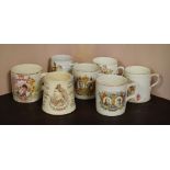 Seven Royal Commemorative tankards from Queen Victoria and later