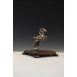 1930's chrome horse and jockey car mascot, attributed to Desmo, on wooden mount