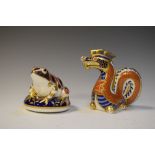 Two Royal Crown Derby paperweights, dragon and frog (2)
