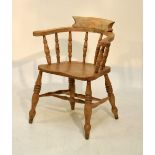 Early 20th Century elm and fruitwood 'smoker's bow' arm chair
