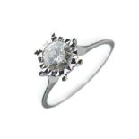 White metal and solitaire diamond ring, the brilliant cut stone measuring approximately 0.5ct, shank