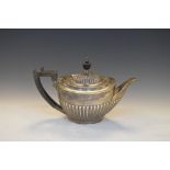 Edward VII silver teapot of gadrooned oval form, London 1906, 16.2toz gross approx