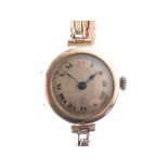 Early to mid 20th Century lady's 9ct gold wristwatch, 18.5g gross approx, in case of issue