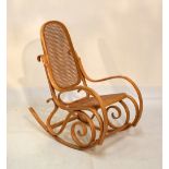 Bentwood rocking chair with cane back and seat