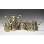 Early 20th century silver plated four piece tea set, 21.5cm overall