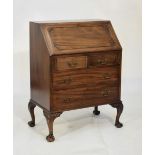 Chippendale Revival mahogany bureau of small proportions, with well-fitted shaped interior over